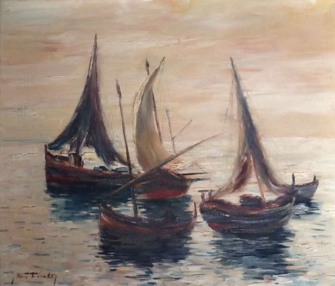 Fischerboote am Mittelmeer 1965 - 60 x 70 cm