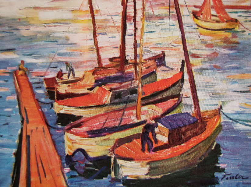Postkarte Boote  am Mittelmeer
